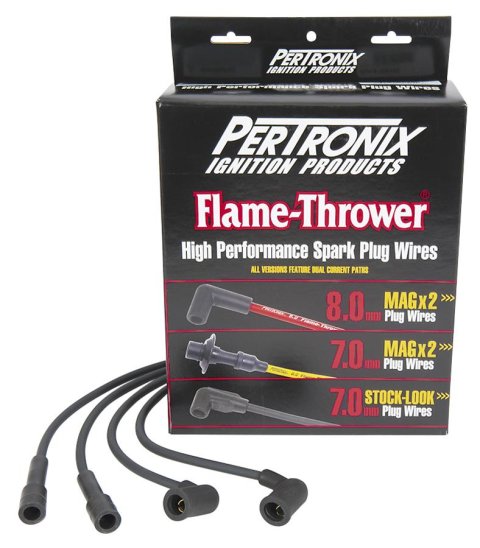 PerTronix Flame-Thrower 7mm Stock Look Spark Plug Wire Sets 708105 Wires, Flame-Thrower, Spiral Core, 7mm, Black, Straight Boots, GM/Ford/Mopar, V8, Set thumbnail 4