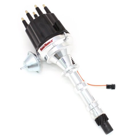 PerTronix Flame-Thrower Magnetic Trigger Billet Distributors D301710 Distributor, Flame-Thrower, Trigger, Vacuum/Mechanical Advance, Black Cap, Chevy, V8, Each thumbnail 1