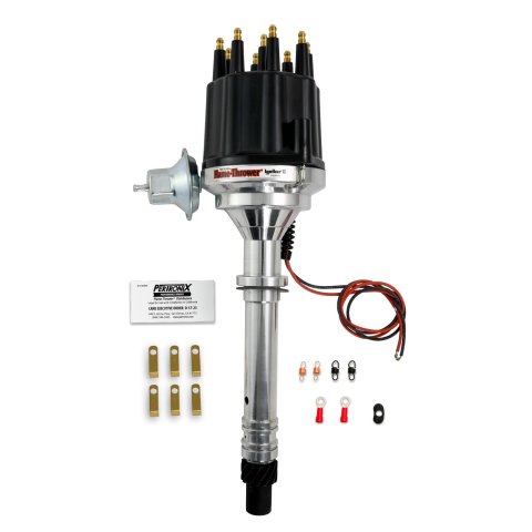 PerTronix Flame-Thrower Plug and Play Billet Distributors with Ignitor II® Module D100710 Distributor, Play, Hall Effect, Mechanical, Vacuum Advance, Black Cap, Chevy, Big/Small Block, Each thumbnail 1