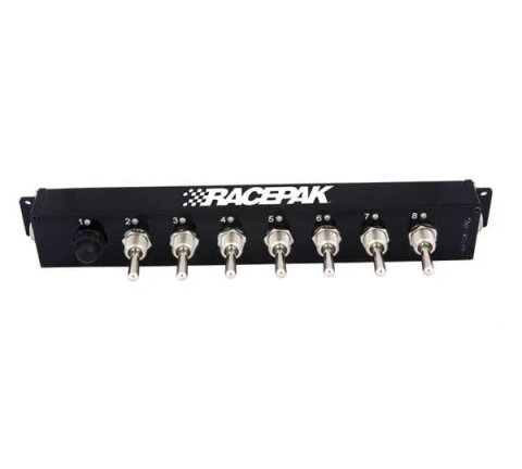 Racepak SmartWire Switch Panels 500-SW-PNL8 Data Acquisition, SmartWire, SwitchPanel, Aluminum, Black Anodized, 8-Switch, Each thumbnail 2
