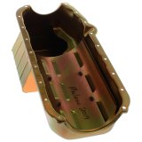 Milodon Street and Strip Oil Pans 30908 Pan, Steel, Gold Iridite, 6 qt., Chevy, Small Block, Stroker, With Windage Tray, LH Dipstick, Each thumbnail 1