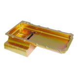 Milodon Circle Track Oil Pans 31527 Pan, Track, Rear Sump, 7 qt., Steel, Gold Iridited, 5.25 in. Depth, Chevy, Small Block LS, Each thumbnail 1