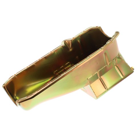 Milodon Street and Strip Oil Pans 30901 Pan, Steel, Gold Iridite, 7 qt., Chevy, Small Block, Low Profile, Dart SHP 1980-85 RH Dipstick, Each thumbnail 2