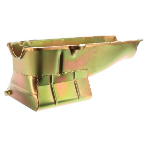 Milodon Street and Strip Oil Pans 30901 Pan, Steel, Gold Iridite, 7 qt., Chevy, Small Block, Low Profile, Dart SHP 1980-85 RH Dipstick, Each thumbnail 3