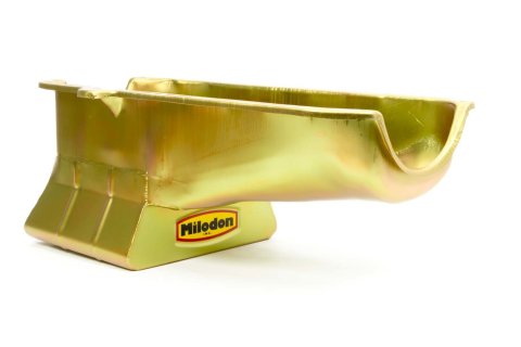 Milodon Street and Strip Oil Pans 30901 Pan, Steel, Gold Iridite, 7 qt., Chevy, Small Block, Low Profile, Dart SHP 1980-85 RH Dipstick, Each thumbnail 6