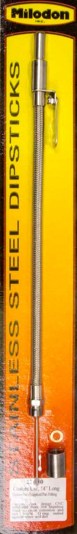Milodon Stainless Steel Oil Dipsticks 22080 Dipstick and Bung, Engine, Braided Steel, Natural, Universal, Each thumbnail 4