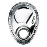 Milodon Steel Timing Covers 65500 Cover, 1-Piece, Steel, Chrome Plated, Chevy, Small Block, Each thumbnail 1