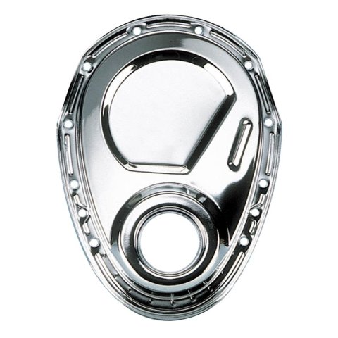 Milodon Steel Timing Covers 65500 Cover, 1-Piece, Steel, Chrome Plated, Chevy, Small Block, Each