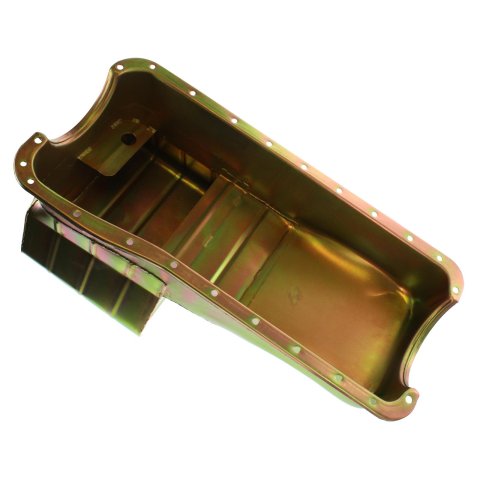 Milodon Street and Strip Oil Pans 30929 Pan, Steel, Gold Iridite, 8 qt., Ford, 429/460, Fits Pre-1973 Front Sump Chassis, Each thumbnail 1