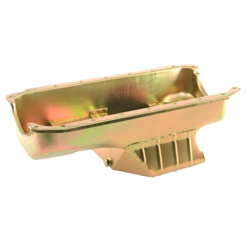 Milodon Street and Strip Oil Pans 30941 Pan, Steel, Gold Iridite, 7 qt, Mopar, Small Block, 360, A, B E Bodies, Control, Stroker, Each thumbnail 1