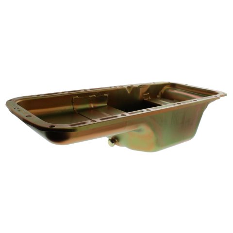 Milodon Stock Replacement Oil Pans for 1970-1971 CHALLENGER, 1967-1971 CHARGER, 1966-1970 CORONET - 30761 Pan, Steel, Gold Iridite, 6 qt., Mopar, B/RB Engines, A, B and E Bodies, Int Control Baffles, Each thumbnail 4