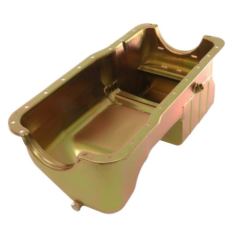 Milodon Street and Strip Oil Pans for 1981-1993 MUSTANG - 31126 Pan, Steel, Gold Iridite, 7 qt., Ford, Small Block, 351W, Each thumbnail 1