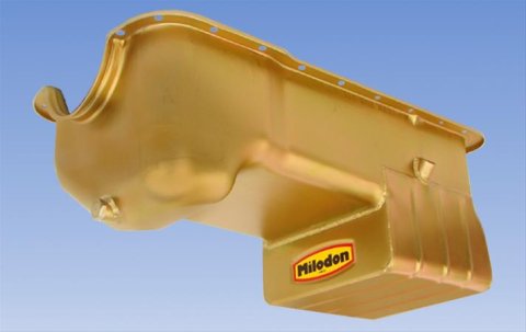 Milodon Street and Strip Oil Pans for 1981-1993 MUSTANG - 31126 Pan, Steel, Gold Iridite, 7 qt., Ford, Small Block, 351W, Each thumbnail 2