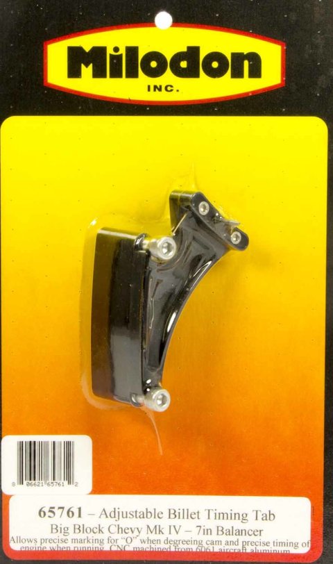 Milodon Timing Pointers 65761 Pointer, Billet Aluminum, Black, 7.000 in. Diameter Balancer, Chevy, Each thumbnail 1