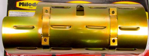 Milodon Windage Trays 32227 Tray, Steel, Gold Iridite, Louvered, Rear Sump, Ford, Big Block 385 Series, Each thumbnail 2