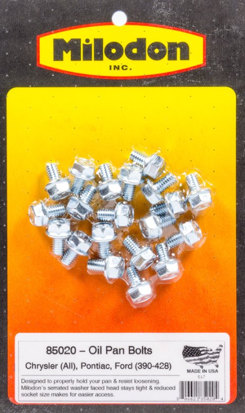Milodon Oil Pan Bolt Kits 85020 Bolts, Steel, Cadmium, Hex Head, Chrysler, Dodge, Plymouth, Big Block, Kit thumbnail 2