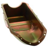 Milodon Stock Replacement Oil Pans 30770 Pan, Steel, Gold Iridite, 4 qt., Pontiac, V8, Internal Control Baffle, Each thumbnail 1