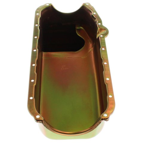 Milodon Street and Strip Oil Pans 31080 Pan, Steel, Gold Iridite, 5 qt., Chevy, Small Block, LH Dipstick, Chevy, Pickup, SUV, Each