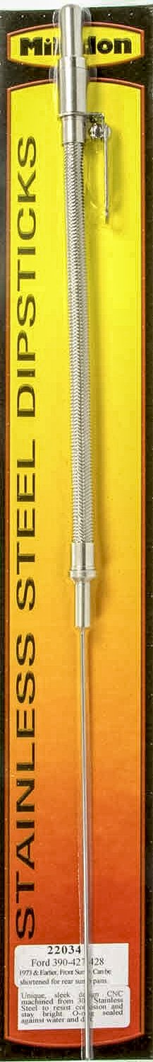 Milodon Stainless Steel Oil Dipsticks 22034 Dipstick with Tube, Engine, Braided Steel, Natural, Ford, 352-428 FE, Each thumbnail 2