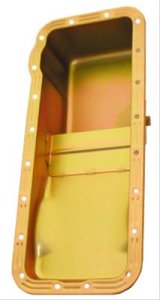 Milodon Stock Replacement Oil Pans 30740 Pan, Steel, Gold Iridite, 5 qt., Ford, FE, Pre-1973 Front Sump Chassis, Int Control Baffles, Each thumbnail 7