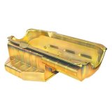 Milodon Circle Track Oil Pans 31515 Pan, Steel, Gold Iridite, 7 qt, Chevy, Small Block, LH Dipstick, Fits Late & Sprint, w/ Dipstick, Each thumbnail 1