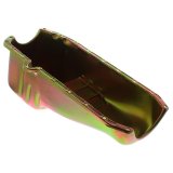 Milodon Stock Replacement Oil Pans 30701 Pan, Steel, Gold Iridite, 5 qt., Chevy, Small Block, RH Dipstick, Dart SHP, Int Control Baffle, Each thumbnail 1