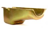 Milodon Stock Replacement Oil Pans 30701 Pan, Steel, Gold Iridite, 5 qt., Chevy, Small Block, RH Dipstick, Dart SHP, Int Control Baffle, Each thumbnail 4