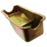 Milodon Stock Replacement Oil Pans 30720 Pan, Steel, Gold Iridite, 5 qt., Ford, 289/302, Pre-1973 Front Sump Chassis, Int Control Baffles, Each thumbnail 1
