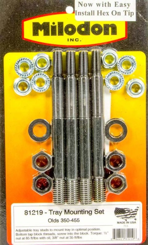 Milodon Main Stud Kits 81219 Studs, 2-Bolt Main, with Windage Tray, Oldsmobile, 400, 425, 455, Kit thumbnail 2