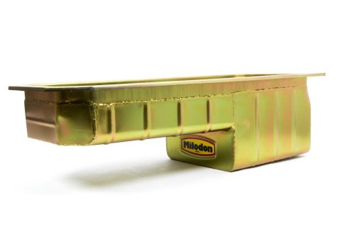 Milodon Drag Race Oil Pans 31005 Pan, Race, Rear Sump, 6 qt., Steel, Gold Iridited, 7.00 in. Depth, Chrysler, 5.7L Hemi, 6.1L Hemi thumbnail 2