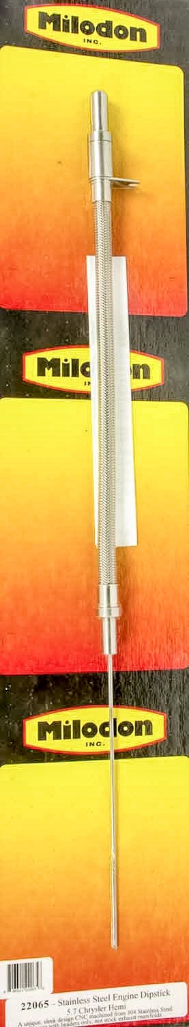 Milodon Stainless Steel Oil Dipsticks 22065 Dipstick and Tube, Engine, Braided Steel, Natural, Mopar, Hemi V8 Modular , 5.7L, Each thumbnail 2
