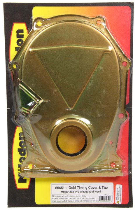 Milodon Steel Timing Covers 65651 Cover, 1-Piece, Steel, Gold Iridated, Chrysler, Dodge, Plymouth, Big Block, Hemi, Kit thumbnail 2