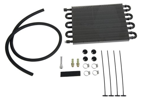 TCI Performance Transmission Coolers 823800 Fluid Cooler, Automatic Transmission, Tube and Fin, Aluminum, Black, 10 in. x 15 1/2 in. x 3/4 in., Each thumbnail 1