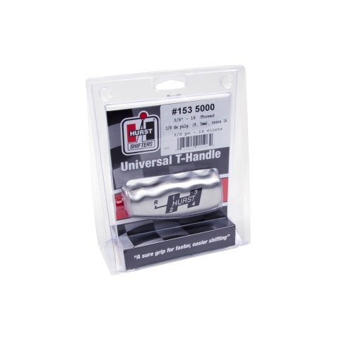 Hurst Shifter T-Handles 1535000 Shift Knob, T-Handle, Aluminum, Brushed, 4-Speed Pattern Upper Left Reverse Location with Logo, 3/8 in.-16 Thread, Manual Transmission, Each thumbnail 1