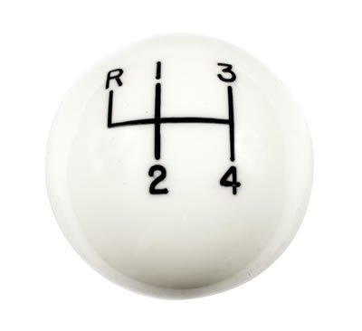 Hurst Classic Shift Knobs 1630002 Knob, Round, Plastic, White, 4-Speed Pattern, Manual Transmission, Each thumbnail 1