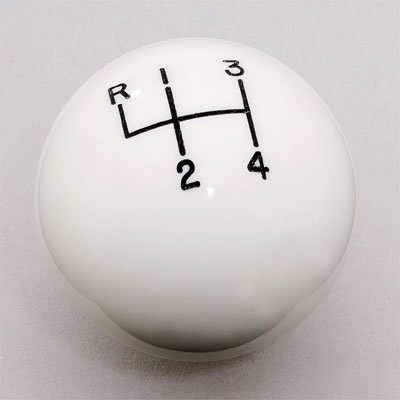 Hurst Classic Shift Knobs 1630003 Knob, Round, Plastic, White, 4-Speed Pattern, Manual Transmission, Each thumbnail 3