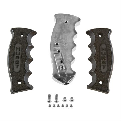 Hurst Pistol-Grip Shifter Handles 5380439 Shift Knobs, Handles, Aluminum/Wood, Black, Polished, Logo, Each thumbnail 2