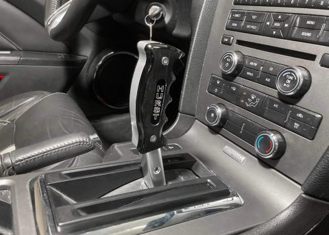 Hurst Classic Shift Knobs 5380443 Knobs, Knobs, Pistol Grip Shape, Aluminum, Black, Gray/Silver Accent, Satin, Anodized, Logo, Bolt-on, Ford, Each thumbnail 2