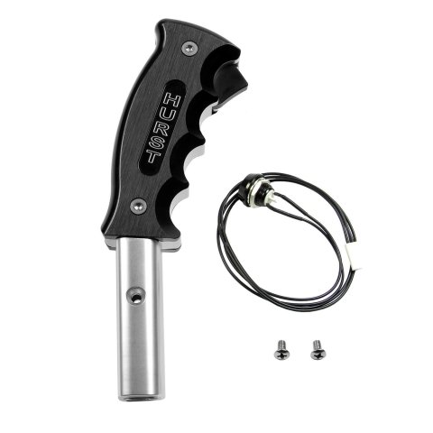 Hurst Classic Shift Knobs 5380443 Knobs, Knobs, Pistol Grip Shape, Aluminum, Black, Gray/Silver Accent, Satin, Anodized, Logo, Bolt-on, Ford, Each thumbnail 3