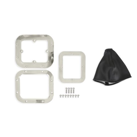 Hurst Billet Shifter Boot and Bezels 115500HST Bezel Boot, Rectangle Shift Bezel, Black Anodized Finish, Black Leather Boot, Each thumbnail 1