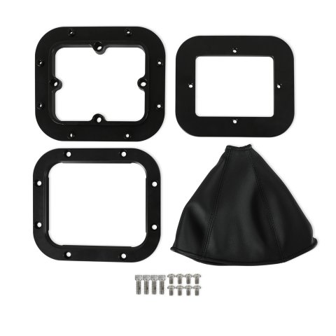 Hurst Billet Shifter Boot and Bezels 115500HST Bezel Boot, Rectangle Shift Bezel, Black Anodized Finish, Black Leather Boot, Each thumbnail 2