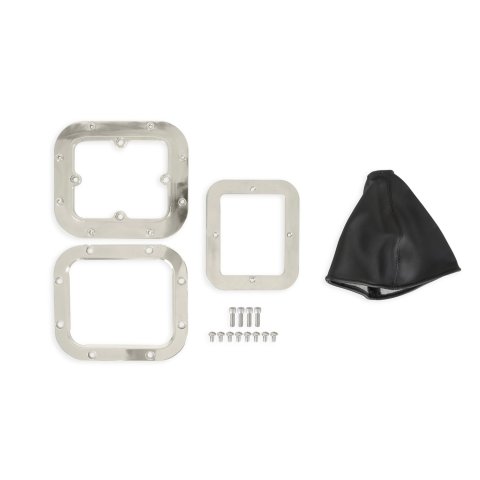 Hurst Billet Shifter Boot and Bezels 115000HST Bezel Boot, Rectangle Shift Bezel, Polished Aluminum Finish, Black Leather Boot, Each thumbnail 2