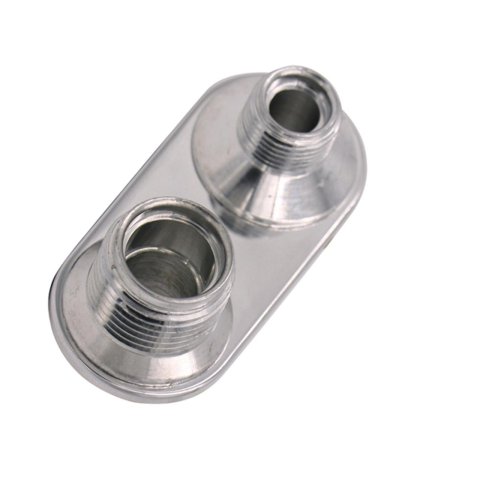 Vintage Air Streamline Bulkhead Plates 382600-MBA Firewall Bulkhead, Streamline, 2-Port, Inline, #6, #10, Aluminum, Polished, Each thumbnail 2