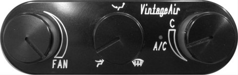 Vintage Air Gen-IV ProLine 3-Knob Control Panels 491223-RUA Climate Panel, Gen IV ProLine, 3-Knob, Aluminum, Black Anodized, In-Dash, Kit thumbnail 1