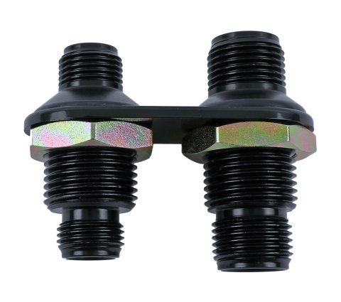 Vintage Air Streamline Bulkhead Plates 389603 Firewall Bulkhead, Streamline, 2-Port, Inline, #6, #8, Aluminum, Black Anodized, Each thumbnail 1