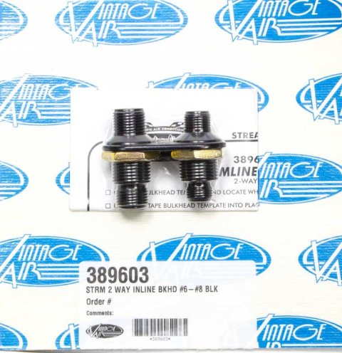 Vintage Air Streamline Bulkhead Plates 389603 Firewall Bulkhead, Streamline, 2-Port, Inline, #6, #8, Aluminum, Black Anodized, Each thumbnail 2