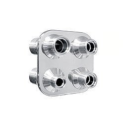 Vintage Air Streamline Bulkhead Plates 384600-MBA Firewall Bulkhead, Streamline, 4-Port, Square, #6, #10, Aluminum, Polished, Each thumbnail 2