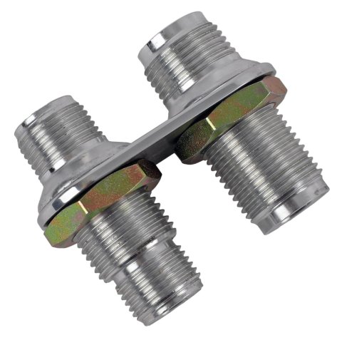 Vintage Air Streamline Bulkhead Plates 382800-MBA Firewall Bulkhead, Streamline, 2-Port, Inline, #8, #10, Aluminum, Polished, Each thumbnail 1