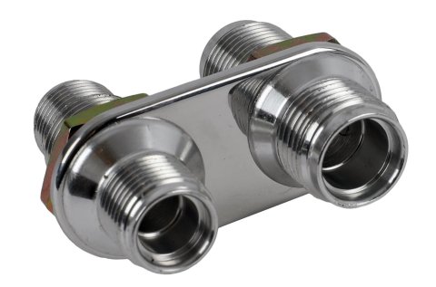 Vintage Air Streamline Bulkhead Plates 382800-MBA Firewall Bulkhead, Streamline, 2-Port, Inline, #8, #10, Aluminum, Polished, Each thumbnail 2