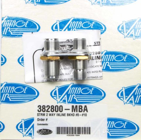 Vintage Air Streamline Bulkhead Plates 382800-MBA Firewall Bulkhead, Streamline, 2-Port, Inline, #8, #10, Aluminum, Polished, Each thumbnail 3